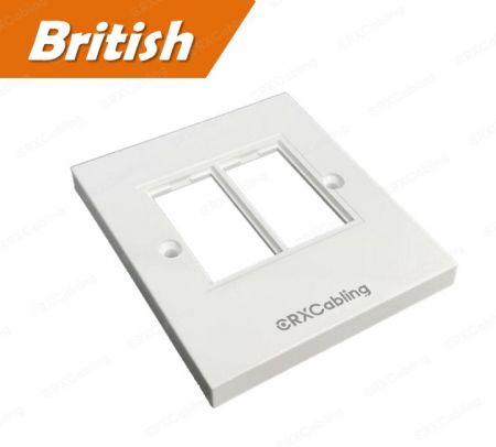 پلیت دیواری اترنت دو پورت 6C به سبک بریتانیایی در رنگ سفید - پلیت دیواری اترنت دو پورت 6C